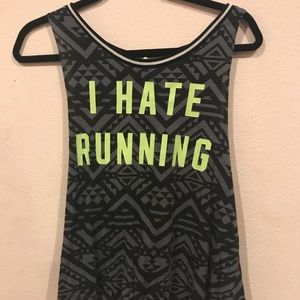 VS PINK “I Hate Running” Muscle Tank Top Tee
